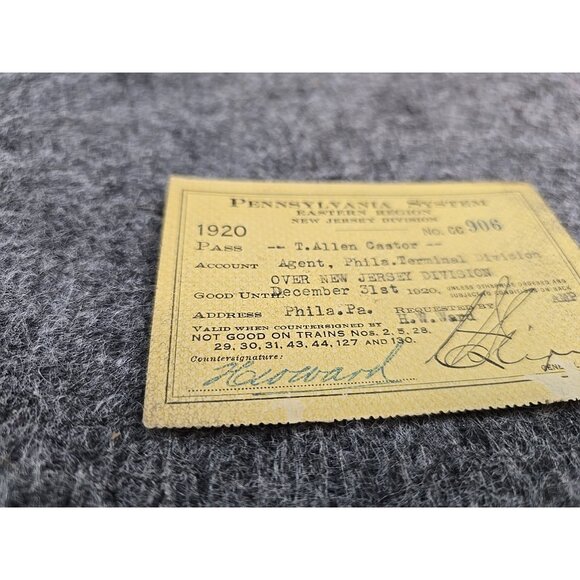 1920 Pennsylvania Railroad System Pass #CC906 Paper Signed - Picture 2 of 7